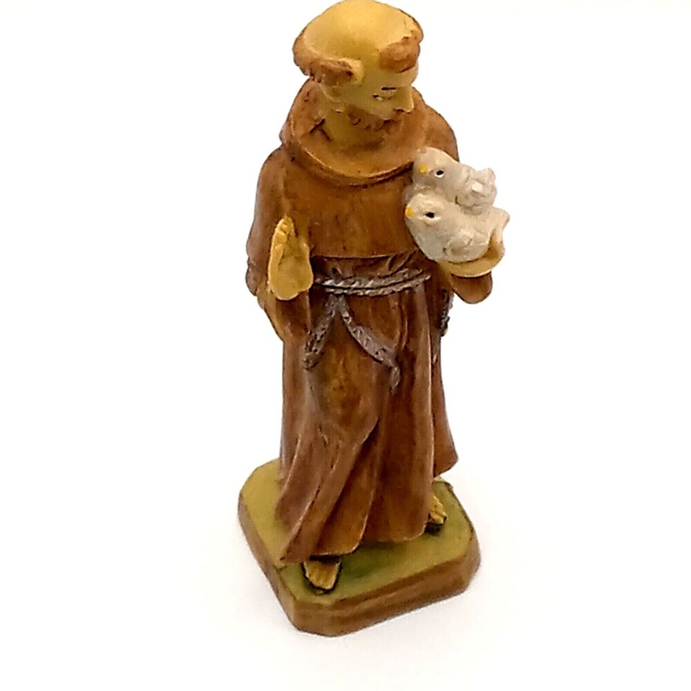 SAINT FRANCIS ITALY Religious Figure Doves Christian Plastic Souvenir 4.5 in